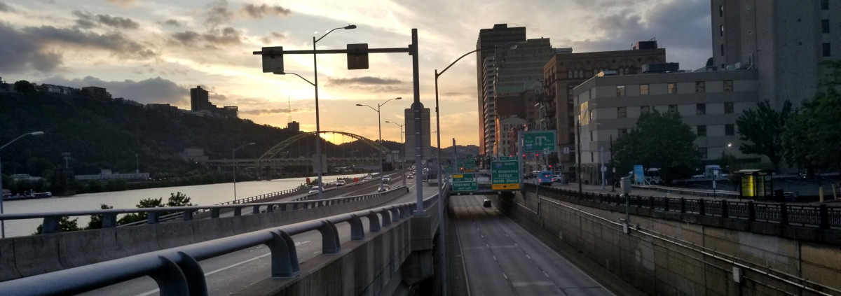 Bridges and roadways on the south side of Pittsburgh