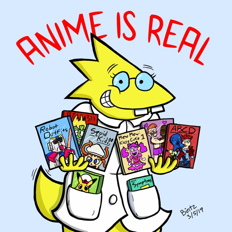 Alphys holds some anime